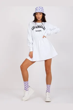 Italy Moda Bílé mikinové šaty Nadine s nápisem "Los Angeles" -DHJ-SK-15657.08P-white