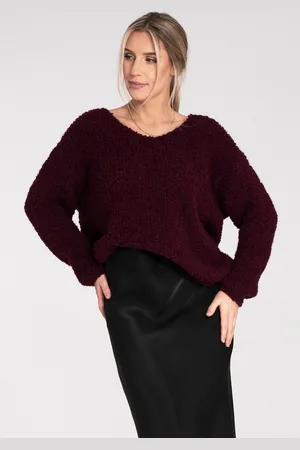 Figl Dámský vínový svetr s dlouhými rukávy M1108 Deep Red