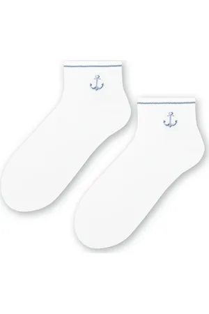 Steven Bílé unisex kotníkové ponožky s kotvičkami Art. 117 YG001, WHITE