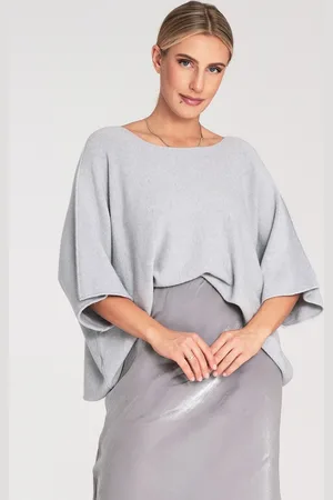 Figl Šedý dámský oversize svetr se širokými rukávy M1102 Grey