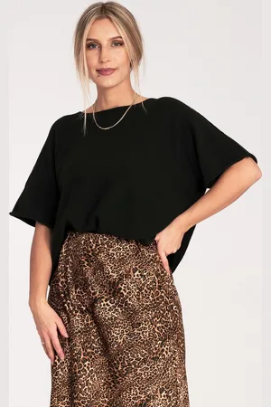 Figl Černý dámský oversize svetr se širokými rukávy M1102 Black