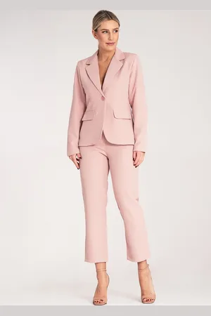 Figl Dámský růžový elegantní komplet se sakem a kalhotami M1148 Pink