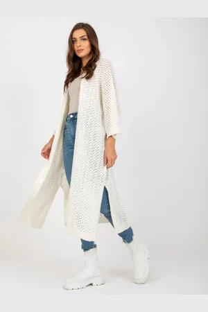 Basics from Amsterdam Smetanový dlouhý háčkovaný kardigan -TW-SW-BI-M31.36X-ecru