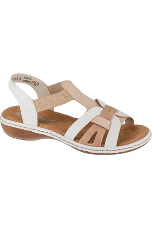 Rieker Bílo-béžové dámské sandály Sandals 65918-81