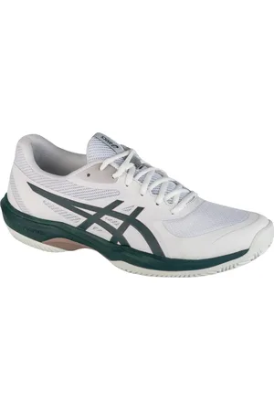Asics Bílé pánské tenisky na antuku s tmavě zelenými prvky Gel-Challenger 14 Clay/OC 1041A490-100