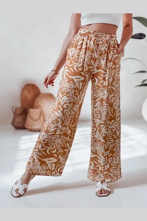 Basics from Amsterdam Camel dámské vzorované kalhoty TROPICAL SUN UY2633