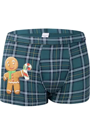 Basics from Amsterdam Zelené kárované pánské vánoční boxerky - Perníček 007/70