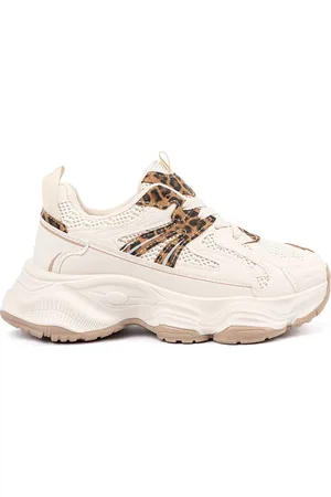 SHELOVET Smetanové dámské sneakersy na hrubé podrážce s leopardími detaily 88218LEO