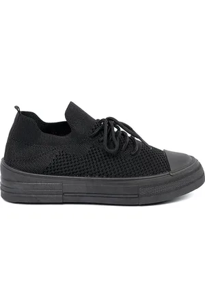 SHELOVET Černé dámské tenisky se slip-on svrškem a šněrováním TA-226B