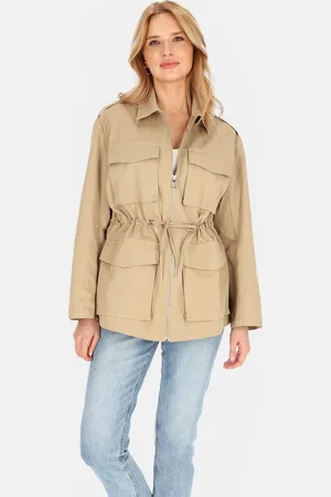 Perso Béžová lehká dámská parka na zip BLE 252679 F - Beige