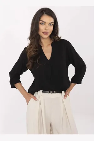 Sublevel Černá dámská viskózová halenka s 3/4 rukávy D73761M11174B-black