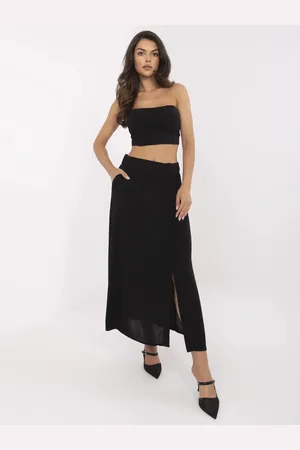 Basics from Amsterdam Černá dámská viskózová midi sukně D73761M50222A-black