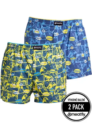 MEATFLY Pánské boxerky Agostino Yellow/Blue Comics