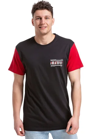 MEATFLY Pánské tričko Pitstop Black/Dark Red