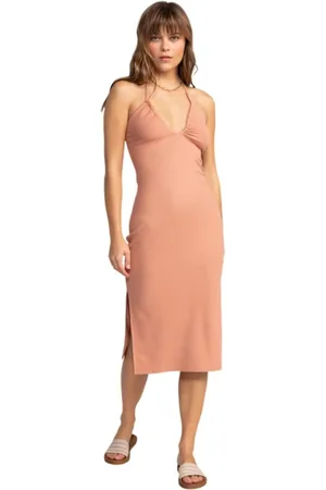 Roxy Dámské šaty Late Sunset Halter Midi Cafe Creme