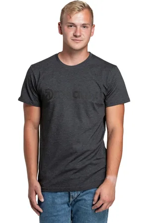 MEATFLY Pánské tričko Striped Logo Charcoal Heather