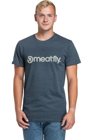 MEATFLY Pánské tričko Striped Logo Navy Heather