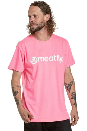 MEATFLY Pánské tričko Joe Neon Pink/White