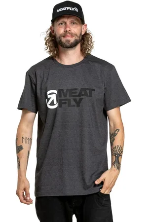 MEATFLY Pánské tričko Revital Black/Charcoal Heather