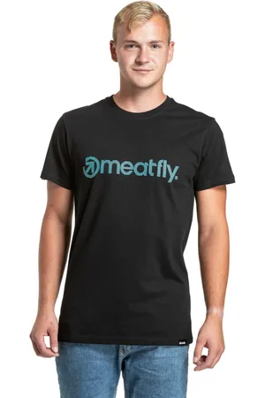 MEATFLY Pánské tričko Striped Logo Black