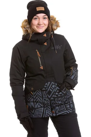 MEATFLY Dámská SNB & SKI bunda Athena Premium Black/Dancing Shapes
