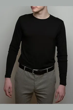 Merino.Live Pánské tričko ze 100% merino vlny s dlouhým rukávem černá S