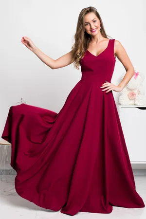 Mia Dresses Bordové dlouhé společenské šaty