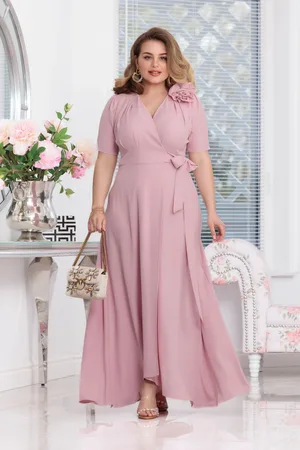 Mia Dresses Světle růžové zavinovací šaty