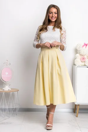 Mia Dresses Žlutá áčková midi sukně