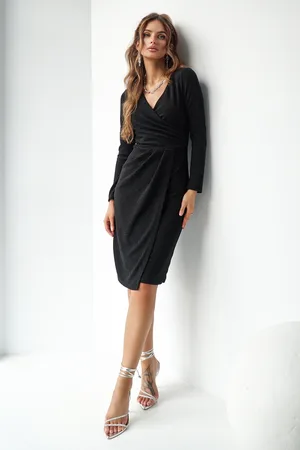 Mia Dresses Černé třpytivé midi šaty