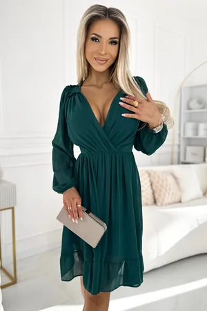 Mia Dresses Poškozené zboží - Zelené krátké šifonové šaty
