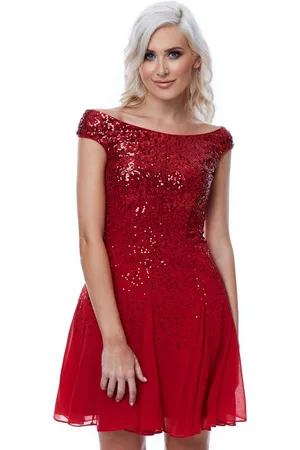 Mia Dresses Červené krátké flitrované šaty