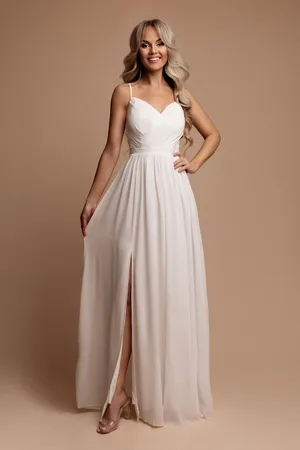 Mia Dresses Bílé společenské šaty na ramínka