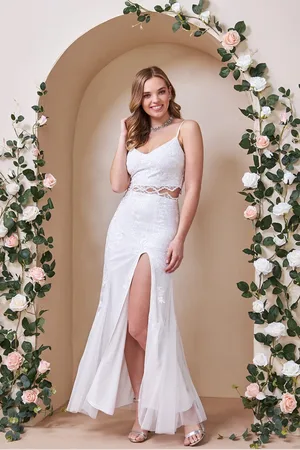 Mia Dresses Poškozené zboží - Bílý krajkovaný komplet