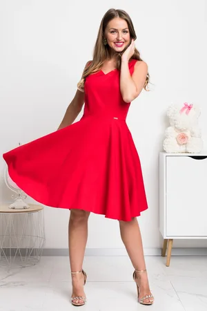Mia Dresses Červené krátké šaty s áčkovou sukní