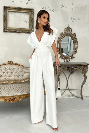 Mia Dresses Poškozené zboží - Bílý volný overal