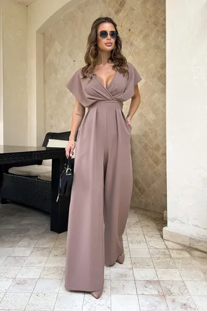 Mia Dresses Hnědý volný overal