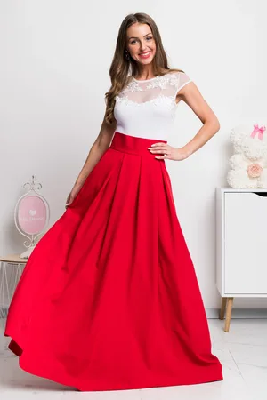 Mia Dresses Červená dlouhá sukně