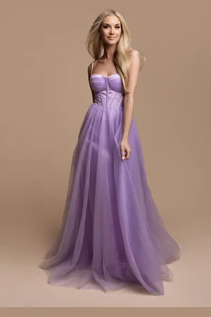 Mia Dresses Fialové tylové šaty s korzetem