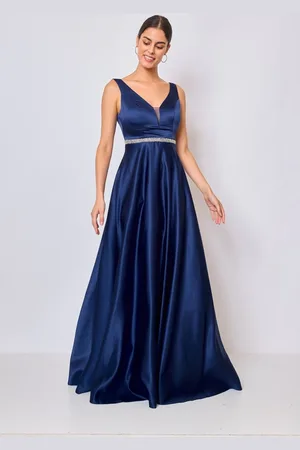 Mia Dresses Tmavě modré společenské šaty s kamínky