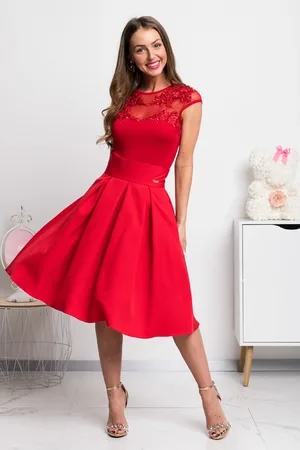 Mia Dresses Červená áčková krátká sukně