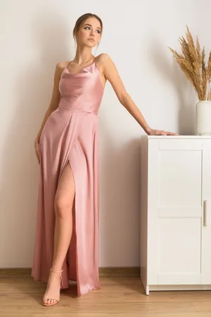 Mia Dresses Starorůžové saténové šaty s odhalenými zády