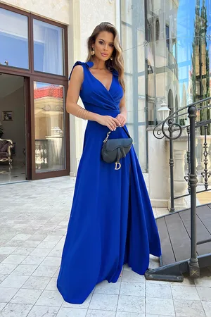 Mia Dresses Modré společenské šaty s mašličkami
