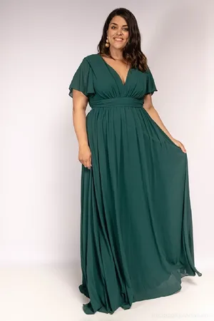 Mia Dresses Zelené šifonové šaty s volnými rukávy