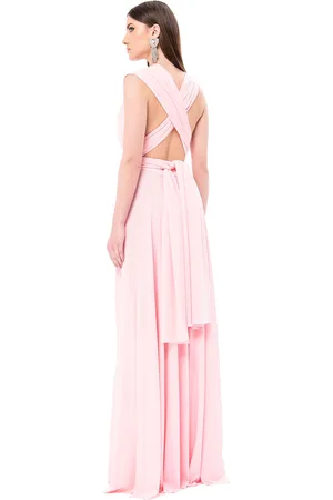 Mia Dresses Růžové dlouhé šaty pro vázání