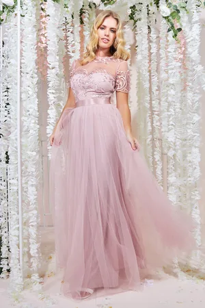Mia Dresses Starorůžové tylové šaty s krajkou