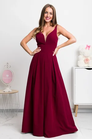 Mia Dresses Bordové dlouhé společenské šaty
