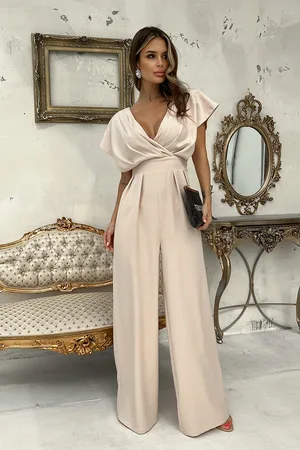Mia Dresses Krémový volný overal