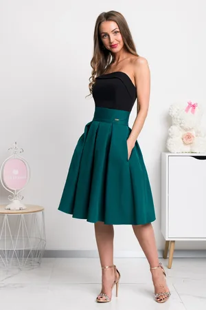 Mia Dresses Smaragdová áčková krátká sukně
