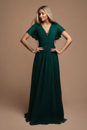 Mia Dresses Zelené společenské šifonové šaty